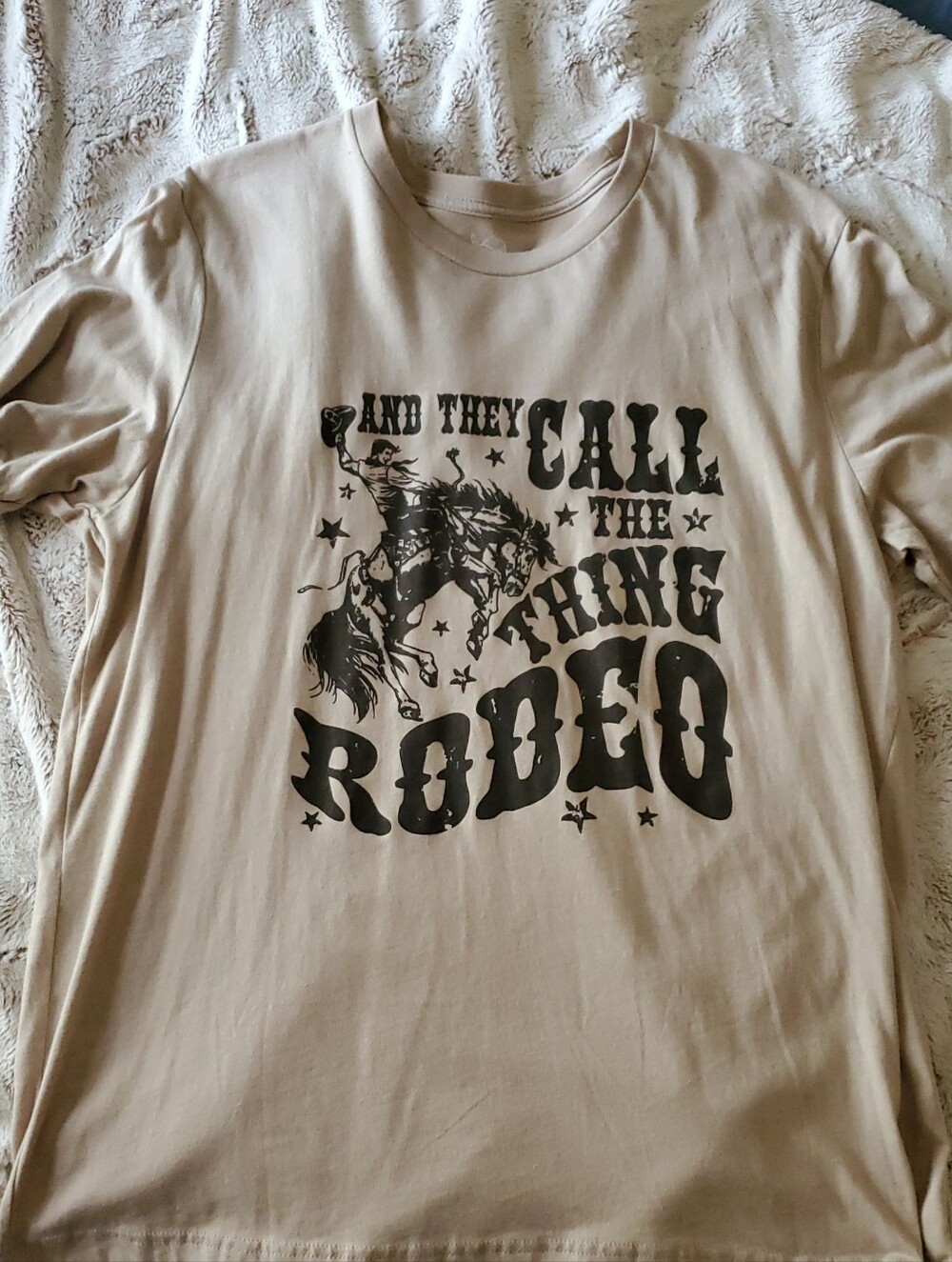 Beige Graphic Rodeo Tee with Black Print